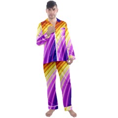 Sporty Stripes Swoosh Purple Gold Red Men s Long Sleeve Satin Pyjamas Set by SpinnyChairDesigns