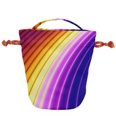 Sporty Stripes Swoosh Purple Gold Red Drawstring Bucket Bag by SpinnyChairDesigns
