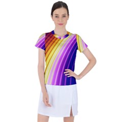 Sporty Stripes Swoosh Purple Gold Red Women s Sports Top by SpinnyChairDesigns