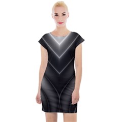 Black And Silver Pattern Cap Sleeve Bodycon Dress by SpinnyChairDesigns