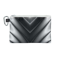 Black And Silver Pattern Canvas Cosmetic Bag (medium) by SpinnyChairDesigns