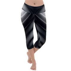 Black And Silver Pattern Lightweight Velour Capri Yoga Leggings by SpinnyChairDesigns