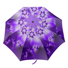 Violet Purple Flower Print Folding Umbrellas by SpinnyChairDesigns