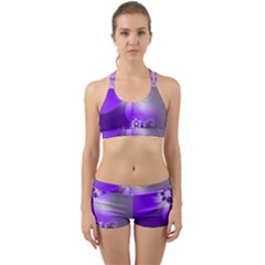 Violet Purple Flower Print Back Web Gym Set by SpinnyChairDesigns