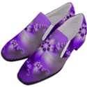 Violet Purple Flower Print Women Slip On Heel Loafers View2