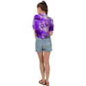 Violet Purple Flower Print Tie Front Shirt  View2