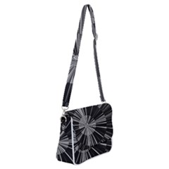 Abstract Black And White Stripes Shoulder Bag With Back Zipper by SpinnyChairDesigns