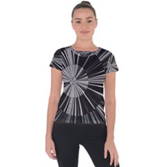 Abstract Black And White Stripes Short Sleeve Sports Top  by SpinnyChairDesigns