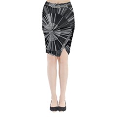 Abstract Black And White Stripes Midi Wrap Pencil Skirt by SpinnyChairDesigns