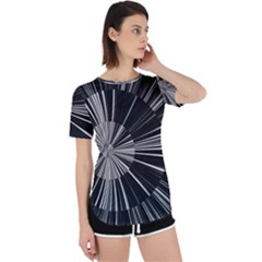 Abstract Black And White Stripes Perpetual Short Sleeve T-shirt by SpinnyChairDesigns