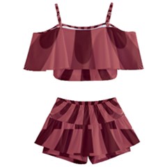 Vermilion Stripes Kids  Off Shoulder Skirt Bikini