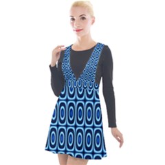 Abstract Blue Circles Mosaic Plunge Pinafore Velour Dress by SpinnyChairDesigns