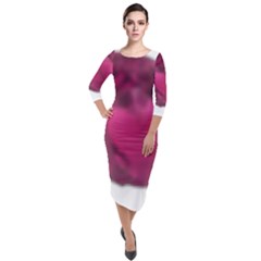 Fun Fuschia Quarter Sleeve Midi Velour Bodycon Dress by Janetaudreywilson