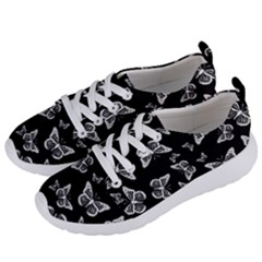 Black And White Butterfly Pattern Women s Lightweight Sports Shoes by SpinnyChairDesigns