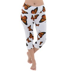 Monarch Butterflies Lightweight Velour Capri Yoga Leggings by SpinnyChairDesigns