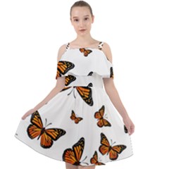 Monarch Butterflies Cut Out Shoulders Chiffon Dress by SpinnyChairDesigns