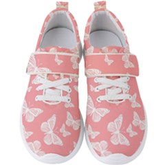 Pink And White Butterflies Men s Velcro Strap Shoes by SpinnyChairDesigns