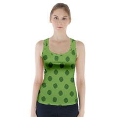 Green Four Leaf Clover Pattern Racer Back Sports Top by SpinnyChairDesigns