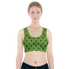 Green Four Leaf Clover Pattern Sports Bra With Pocket