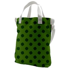 Green Four Leaf Clover Pattern Canvas Messenger Bag by SpinnyChairDesigns