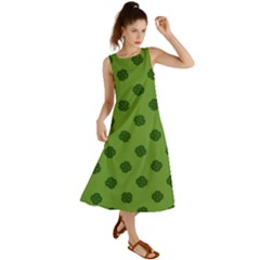 Green Four Leaf Clover Pattern Summer Maxi Dress