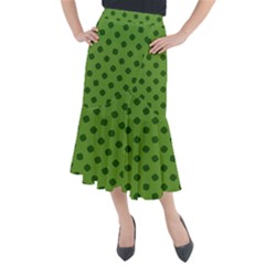 Green Four Leaf Clover Pattern Midi Mermaid Skirt