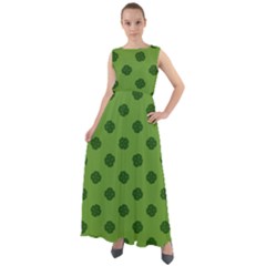 Green Four Leaf Clover Pattern Chiffon Mesh Boho Maxi Dress