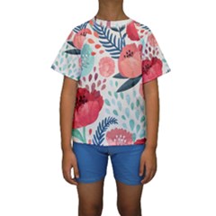 Floral  Kids  Short Sleeve Swimwear by Sobalvarro