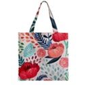 Floral  Zipper Grocery Tote Bag View1
