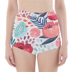 Floral  High-waisted Bikini Bottoms by Sobalvarro