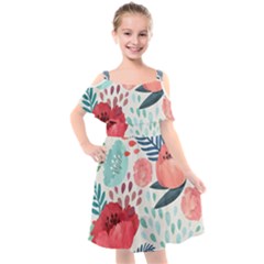 Floral  Kids  Cut Out Shoulders Chiffon Dress by Sobalvarro