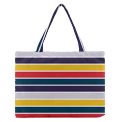 Horizontal Colored Stripes Zipper Medium Tote Bag by tmsartbazaar
