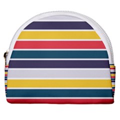 Horizontal Colored Stripes Horseshoe Style Canvas Pouch by tmsartbazaar