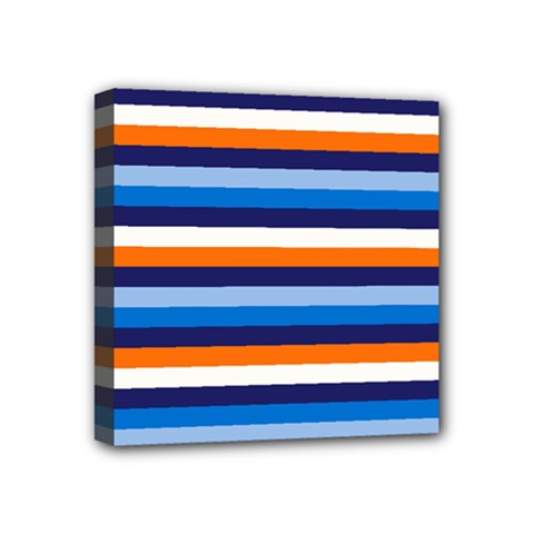 Ocean Blue Stripes Mini Canvas 4  X 4  (stretched) by tmsartbazaar
