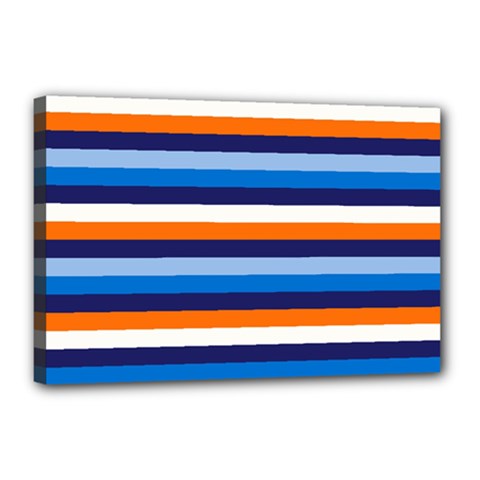 Ocean Blue Stripes Canvas 18  X 12  (stretched) by tmsartbazaar