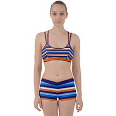 Ocean Blue Stripes Perfect Fit Gym Set by tmsartbazaar