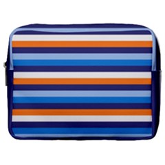 Ocean Blue Stripes Make Up Pouch (large) by tmsartbazaar