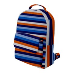 Ocean Blue Stripes Flap Pocket Backpack (large) by tmsartbazaar