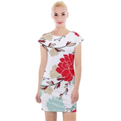 Floral Pattern  Cap Sleeve Bodycon Dress by Sobalvarro