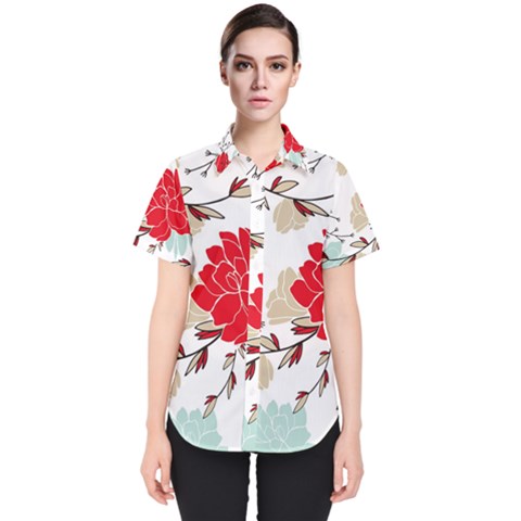 Floral Pattern  Women s Short Sleeve Shirt by Sobalvarro