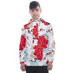 Floral Pattern  Men s Front Pocket Pullover Windbreaker by Sobalvarro