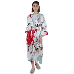 Floral Pattern  Maxi Satin Kimono by Sobalvarro