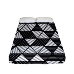 Black And White Triangles Pattern Fitted Sheet (full/ Double Size) by SpinnyChairDesigns