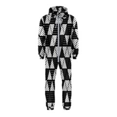 Black And White Triangles Pattern Hooded Jumpsuit (kids) by SpinnyChairDesigns