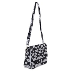 Black And White Triangles Pattern Shoulder Bag With Back Zipper by SpinnyChairDesigns
