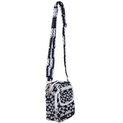 Black And White Triangles Pattern Shoulder Strap Belt Bag