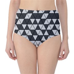 Black And White Triangles Pattern Classic High-waist Bikini Bottoms by SpinnyChairDesigns