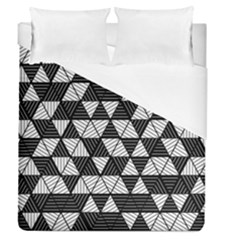 Black And White Triangles Pattern Duvet Cover (queen Size) by SpinnyChairDesigns