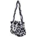 Black and White Triangles Pattern Rope Handles Shoulder Strap Bag View1