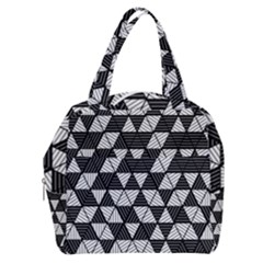 Black And White Triangles Pattern Boxy Hand Bag by SpinnyChairDesigns